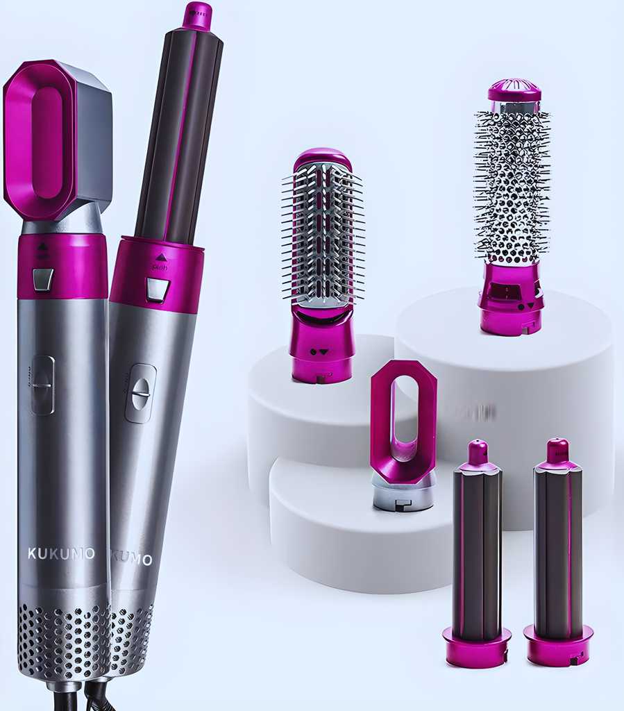 AS 5 in 1 Multifunctional Hair Dryer Styling Tool, Detachable 5-in-1 Multi-Head Hot Air Comb, The Negative Ion Automatic Suction Hair Curler