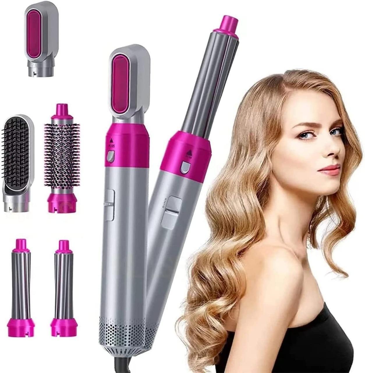 AS 5 in 1 Multifunctional Hair Dryer Styling Tool, Detachable 5-in-1 Multi-Head Hot Air Comb, The Negative Ion Automatic Suction Hair Curler