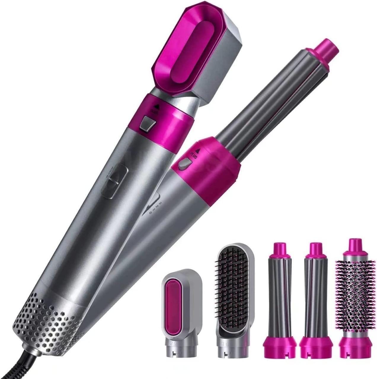 AS 5 in 1 Multifunctional Hair Dryer Styling Tool, Detachable 5-in-1 Multi-Head Hot Air Comb, The Negative Ion Automatic Suction Hair Curler